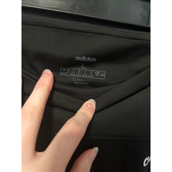 Adidas Climalite Leggings Athletic 3-Stripe Activewear Black L - Picture 2 of 3
